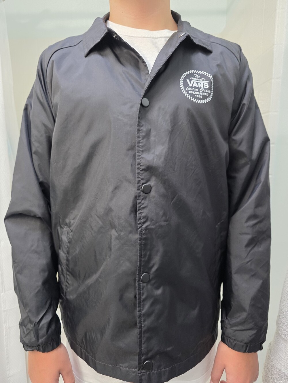 Vans Black Windbreaker Jacket with White Logo (Kids)